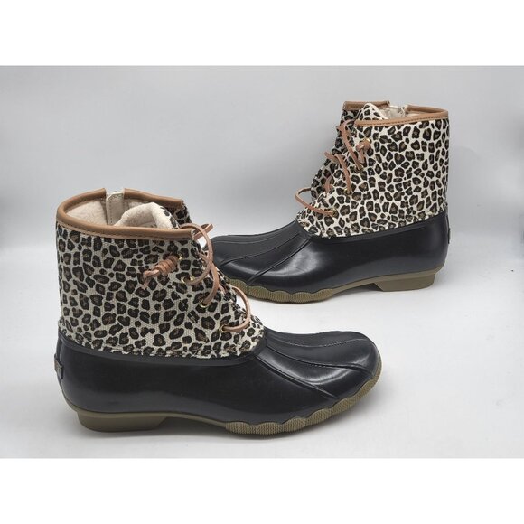 Sperry Top Sider Leopard Print Waterproof Womens Duck Boots STK165468 Size 6M - Picture 4 of 9